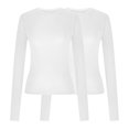 thumbnail image 4 of Birdeem T-Shirts à Manches Longues pour Femmes Mode Décontractée Col Rond Couleur Unie T-Shirt à Manches Longues Chandail Tops Manches 3/4 T-Shirts pour Femmes, 4 of 4