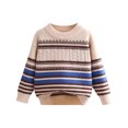 thumbnail image 1 of 2025 Tout-Petits Enfants Bébés Garçons et Filles Mode Mignon Rayé Manches Longues Chaud Col Rond Chandail Bleu, 1 of 9