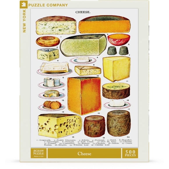 New York Puzzle Company - Vintage Images Cheese - 500 Piece Jigsaw Puzzle for Family Game Nights