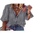 thumbnail image 1 of Plus Size V Cou Manches 3/4 Bouton Bas Casual Floral Tops, 1 of 6