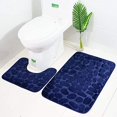 thumbnail image 2 of Set of 2 Anti Slip Bath Mat and Pedestal Rug for Bathroom Machine Washable (50 * 80 + 40 * 50cm) - Blue, 2 of 5