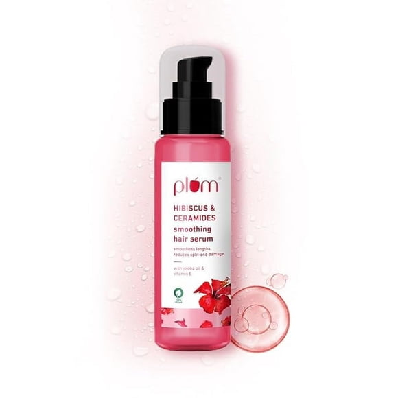 Plum Hibiscus Hair Serum for Long Hair, with Ceramides, Jojoba Oil and Vitamin E I Strong, Shiny Hai for Women Men I Serum for Hair Smoothing I 75ml