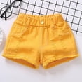 thumbnail image 2 of Yanlir Children's Casual Solid Color Ripped Denim Shorts for 1-16 Years Fashionable Button Pocket for Everyday Wear(Yellow,11-12 Years), 2 of 4