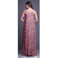 thumbnail image 2 of Bimba Chemise de Nuit Imprimée Fleurs et Feuilles Aquarelle Rose Clair pour Femmes Robe Maxi à Bretelles Spaghetti Grande Taille, 2 of 5