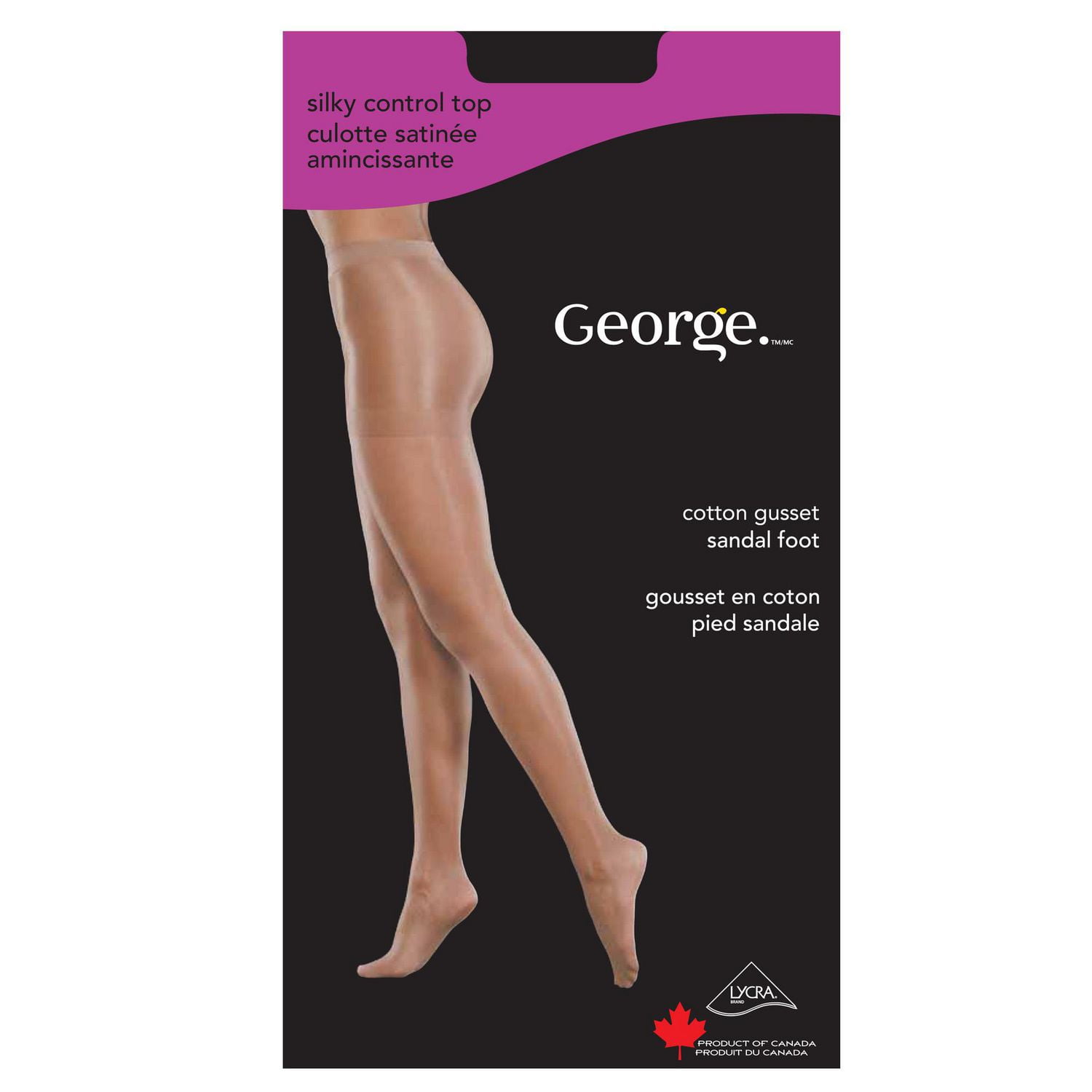 George Women's Silky Control Top Sandalfoot Pantyhose