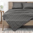 thumbnail image 1 of Bare Home Ultra-Soft Sheet Set - Premium 1800 Collection - Deep Pockets - 3-Pieces - Twin, Grid - Gray/White, 1 of 8