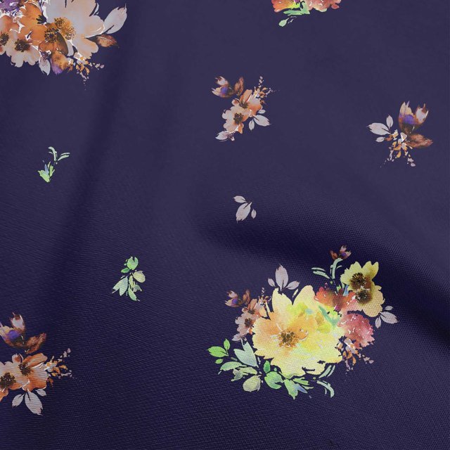oneOone Cotton Poplin Navy Blue Fabric Florals Sewing Craft Projects Fabric Prints By Yard 56 Inch Wide