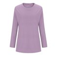 thumbnail image 3 of Timegard Womens Tops Crewneck Long Sleeve Solid Color Comfy Warm Basic Tee Fall Winter Casual Tunic Tops, 3 of 4