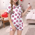 thumbnail image 2 of FhsagQ Ensembles pour Filles Ensembles 2 Pcs Pyjamas pour Enfants Enfants Imprimé Graphique Chemise à Boutons à Manches Courtes Shorts Ensemble de Pyjama Fille Tenues de Printemps Taille 14-16 Tenues Blanc 4-5 Ans, 2 of 5