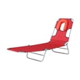 thumbnail image 1 of Outsunny Chaise Longue d'Extérieur, Chaise Longue Pliante Réglable avec Ouverture pour le Visage, Chaise de Bronzage Lit Bain de Soleil Inclinable, Rouge, 1 of 10