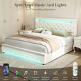 thumbnail image 1 of SIBEDS Soft Velvet Cream LED Bed Frame with Adjustable Headboard and 2 Drawers Pockets, Full, 1 of 8