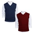 thumbnail image 1 of TOPTIE 2 Pack Window Clerk Sweater Vests For Men, Work Uniform Cotton V-Neck Sweater Vests-NAVY WINERED-S, 1 of 8