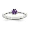 thumbnail image 1 of 925 Sterling Silver Purple Round Bezel Cubic Zirconia Ring, 1 of 2