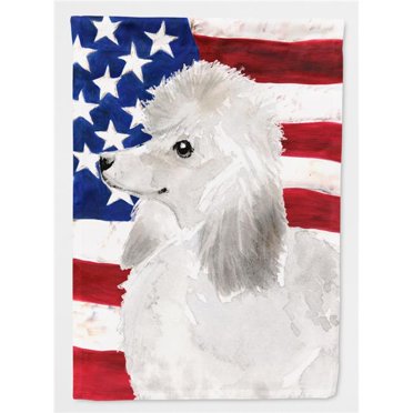 Carolines Treasures BB9386CHF White Standard Poodle Patriotic Flag Canvas House Size