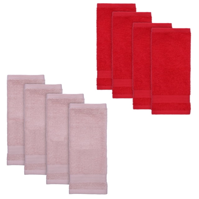 Mainstays 8-Pack Washcloth Set, Pink Red