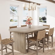 Garvee Farmhouse Dining Table for 6-8, Oval Wooden Kitchen Table, 
Gray