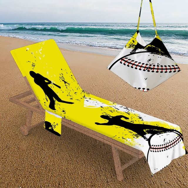 LSLJS Beach Chair Cover with Side Pockets, Microfiber Chaise Lounge Chair Towel Cover for Sun Lounger Pool Sunbathing Garden Beach Hotel, Easy To Carry Around