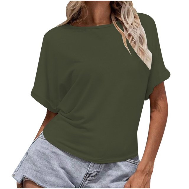 Birdeem Mode Femme Chemisier Col Roulé Uni Manches Courtes T-Shirt Été Hauts