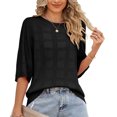 thumbnail image 2 of Besolor Chandails d'Été au Crochet Tricotés pour Femmes, Manches Courtes, Chandail à Enfiler Décontracté Ajouré, Col Ras du Cou, Couvre-Maillots, 2 of 5