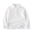 thumbnail image 2 of RXIRUCGD Chemises à Manches Longues Unies pour Filles, Jolis Chandails Ras du Cou, Hauts à Col à Revers, Blouses Décontractées, Vêtements ( Blanc, Taille : 4 Ans ), 2 of 5