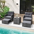 thumbnail image 1 of Costway 5 Piece Patio Rattan Furniture with 2 Ottomans & Tempered Glass Coffee Table Gray + Mix Gray, 1 of 10