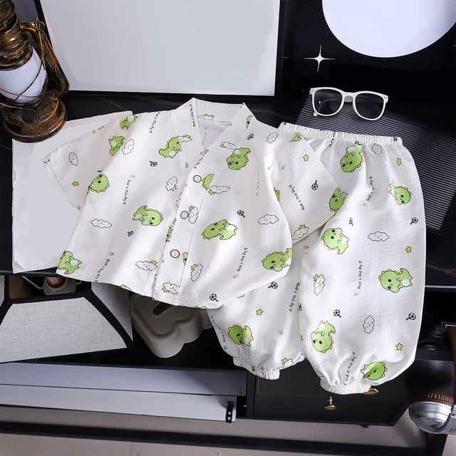 Kids Summer Pajama Set Short Sleeve Cloud Print Comfortable Sleepwear Loungewear For Toddler Children