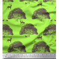 thumbnail image 1 of Soimoi Silk Fabric Tree,Rabbit & Reindeer Animal Print Fabric by Yard 42 Inch Wide, 1 of 1