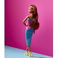 thumbnail image 2 of Barbie Looks Doll, Brunette, Color Block One-Shoulder Midi Dress, 2 of 6