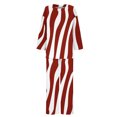 thumbnail image 5 of TIMIFIS Ensemble Rouge pour Femme 2 Pcs d'Automne Col Rond Manches Longues Chemises et Pantalon à Jambe Grand Tenues Décontractées Amples à Rayures Imprimées, 5 of 5