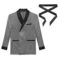 thumbnail image 2 of RUNQHUI Men Silky Satin Smoking Jacket Robe Kimono Bathrobe Luxurious Light Weight Bath Robe Housecoat Gray M, 2 of 8