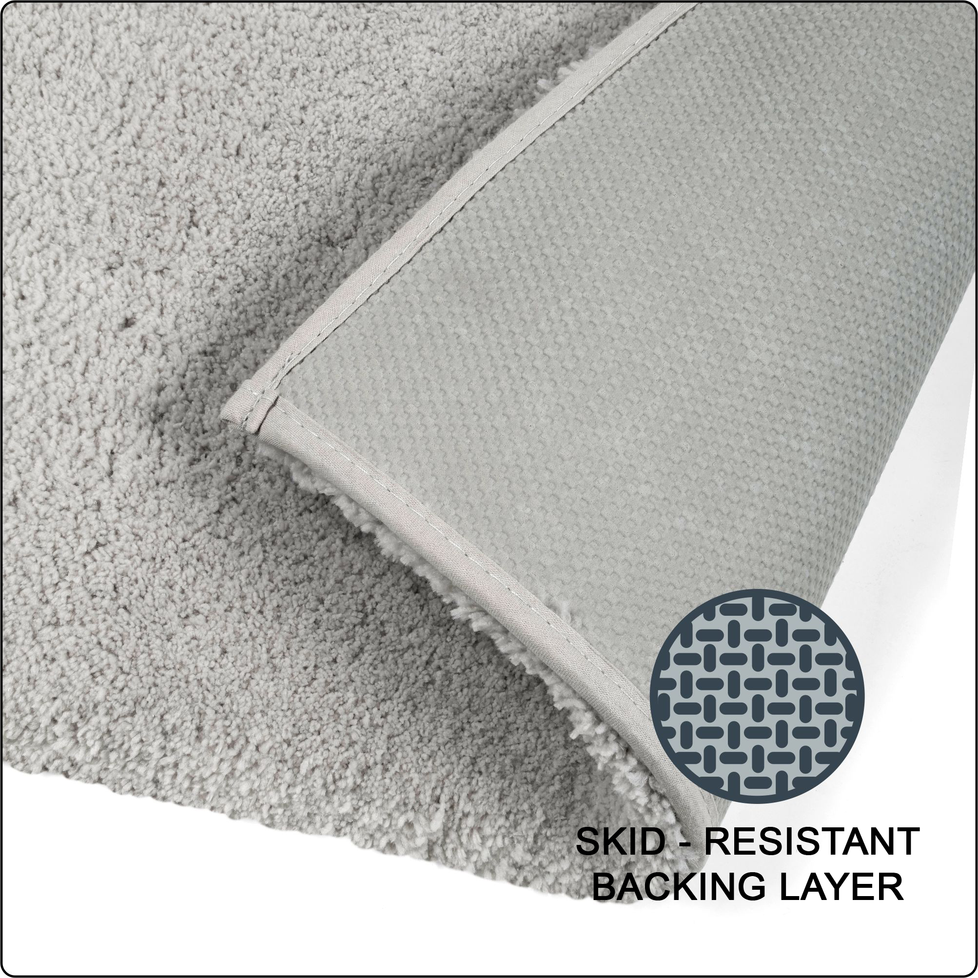 Tapis de bain en polyester gris clair uni 3K Hometrends