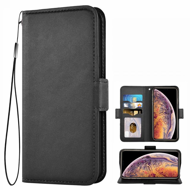 Iphone Xs Max Cover, Shockproof Mobile Phone Cover Rfid Protection Card Slot Stand Function Magnet, Tpu Protective Cover Case Compatible with Iphone Xs Max 6.5 Black
