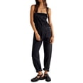 thumbnail image 1 of SUNSIOM Combinaison Longue en Denim pour Femmes, Décontractée, à Bretelles Spaghetti, Pantalon à Jambes Larges, Barboteuse d'Été Ample, Salopette à Bavette, 1 of 6