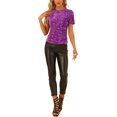 thumbnail image 2 of INSPIRE CHIC Haut en Velours à Paillettes pour Femme, Col Rond, Manches Courtes, Blouse de Soirée/Boîte de Nuit, m Violet Pâle, 2 of 6