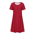 thumbnail image 4 of Gspmoly Robes pour Femmes, Nouvelles Robes d'Été Décontractées pour Femmes à Col Rond, Couleur Unie, Coupe Ample, Poitrine Plissée, Manches Courtes, Robe Formelle pour Femmes, Offres des Fêtes, 4 of 5