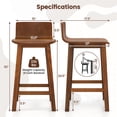 thumbnail image 3 of Gymax 24.5'' Solid Wood Bar Stools Set of 4 Home Counter Kitchen Stools w/ Low Backrest & Footrest, 3 of 10
