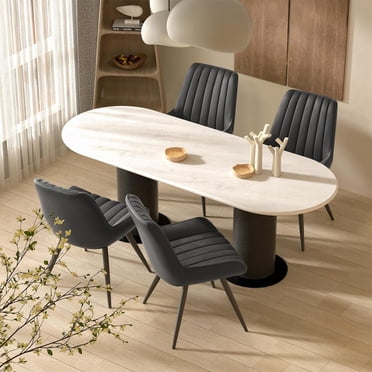 Hawsaiy Ensemble de 4 Chaises de Salle à Manger, Chaises de Cuisine Modernes Mi-Siècle, Chaises Latérales Sans Accoudoirs en Tissu Rembourré avec Dossier et Pattes en Métal pour Cuisine, Salle à Manger, Salon, Noir