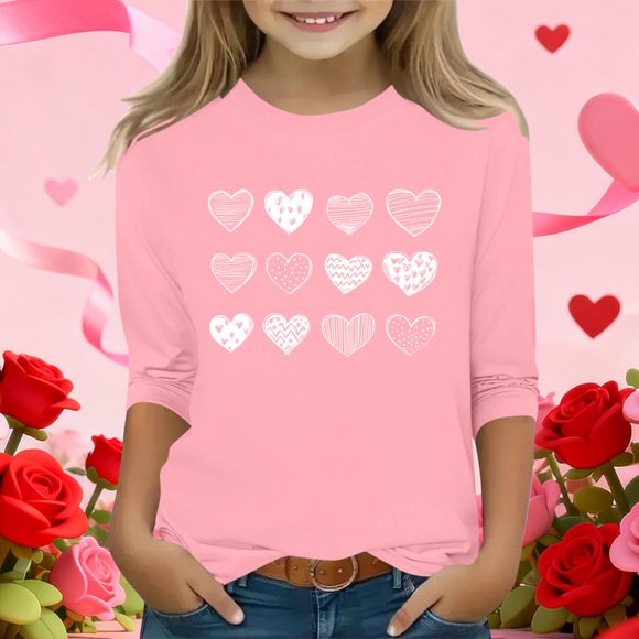 Cowsor Kids' Printed 3/4 Sleeve Top - Round Neck Casual Shirt, Cute Prints for Daily Wear, Sleep & Birthday Gifts, Soft Breathable Fit 3-13 Years