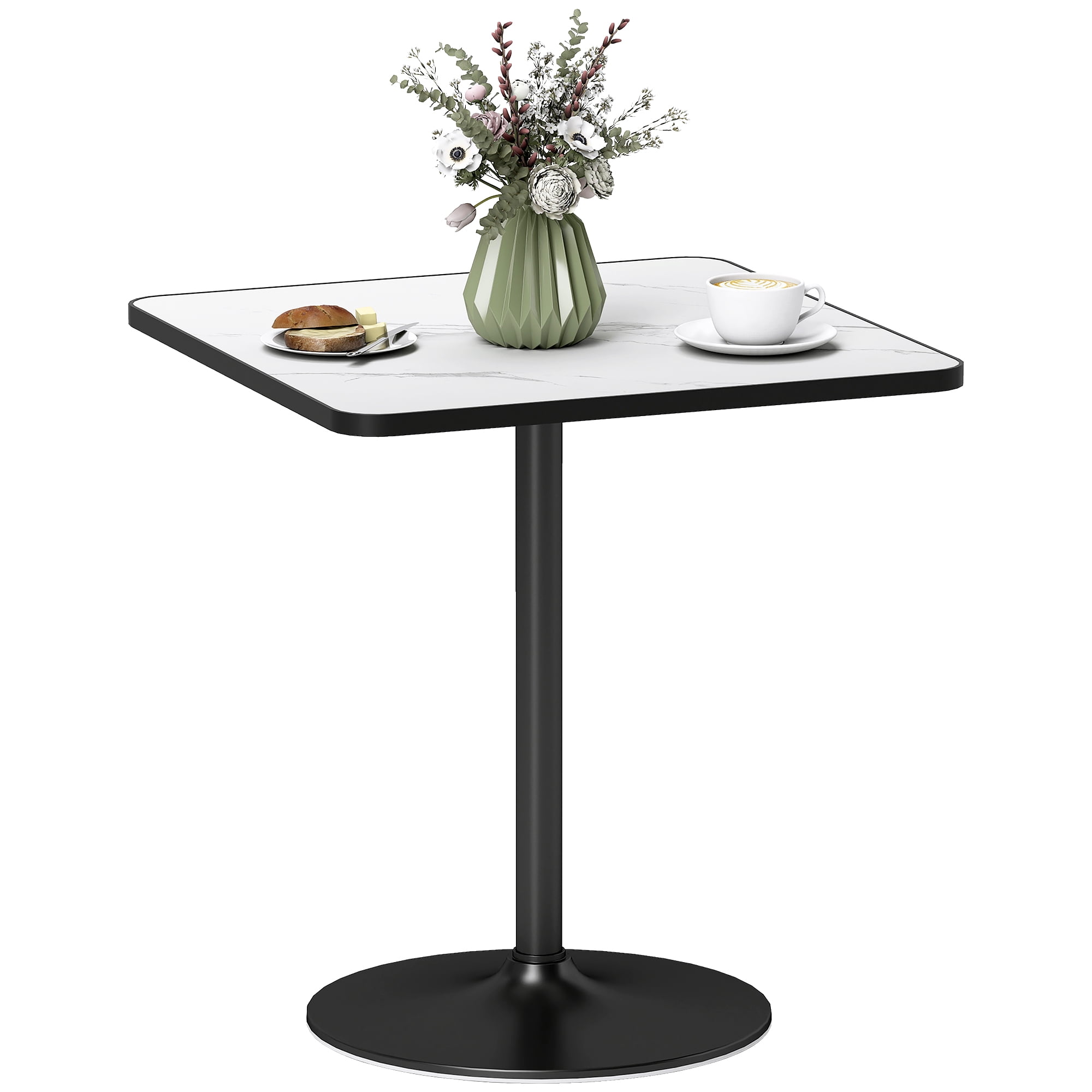 HOMCOM Dining Table for 4, Modern Kitchen Table with Marble Effect Tabletop