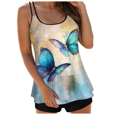 adviicd Hauts de Tankini pour Femmes, Tankini à Volants Taille Haute, Maillot de Bain Gainant (Vert Pâle, S)
