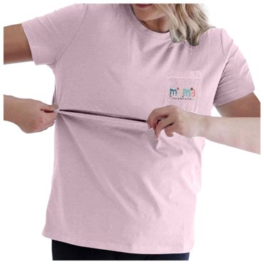 MEZZALL T-Shirts d'Allaitement Confort pour Femmes Maman à Fermeture Éclair Hauts de Maternité et d'Allaitement T-Shirt de Grossesse Usé avec Poche Coupe Décontractée Tenue Quotidienne TTG