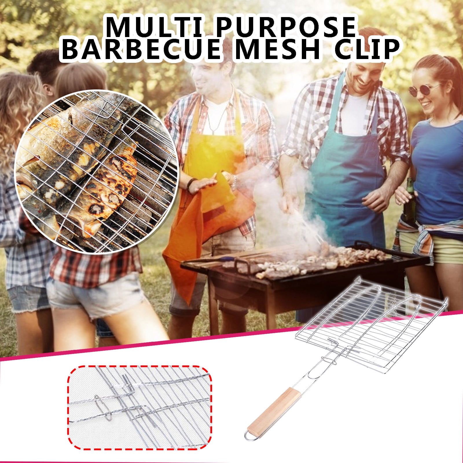 Suncoda Bbq Clip, Barbecue Tools Bbq Grill Net Household Barbecue Net Clip Grilled Fish Clip