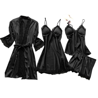Cameland Pajamas for Women Set Shorts Lingerie Silk Lace Robe Dress Sleepwear Nightdress Pajamas Set