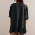 thumbnail image 4 of AherBiu Womens Summer Tops Casual Short Sleeve Drop Shoulder Crewneck Comfy T Shirts Loose Ruffle Patchwork Tops, 4 of 7