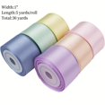 thumbnail image 1 of CHUANK  Premium Polyester Satin Ribbon Set - 6 Assorted Colors (Orange  Pink  Red  Green  Blue  Yellow)  1”” x 5yd Each  Total 30 Yards - For DIY Crafts  Gift Wrapping & Wedding Decoratio, 1 of 7
