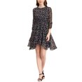 thumbnail image 2 of INSPIRE CHIC Robe Fleurie pour Femme Manches Froncées Robes Smockées L Bleu Marine, 2 of 6