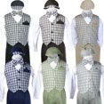 thumbnail image 1 of BABY BOY KID TODDLER GINGHAM EASTER WEDDING FORMAL LONG SLEEVE VEST SET SM-4T, 1 of 4