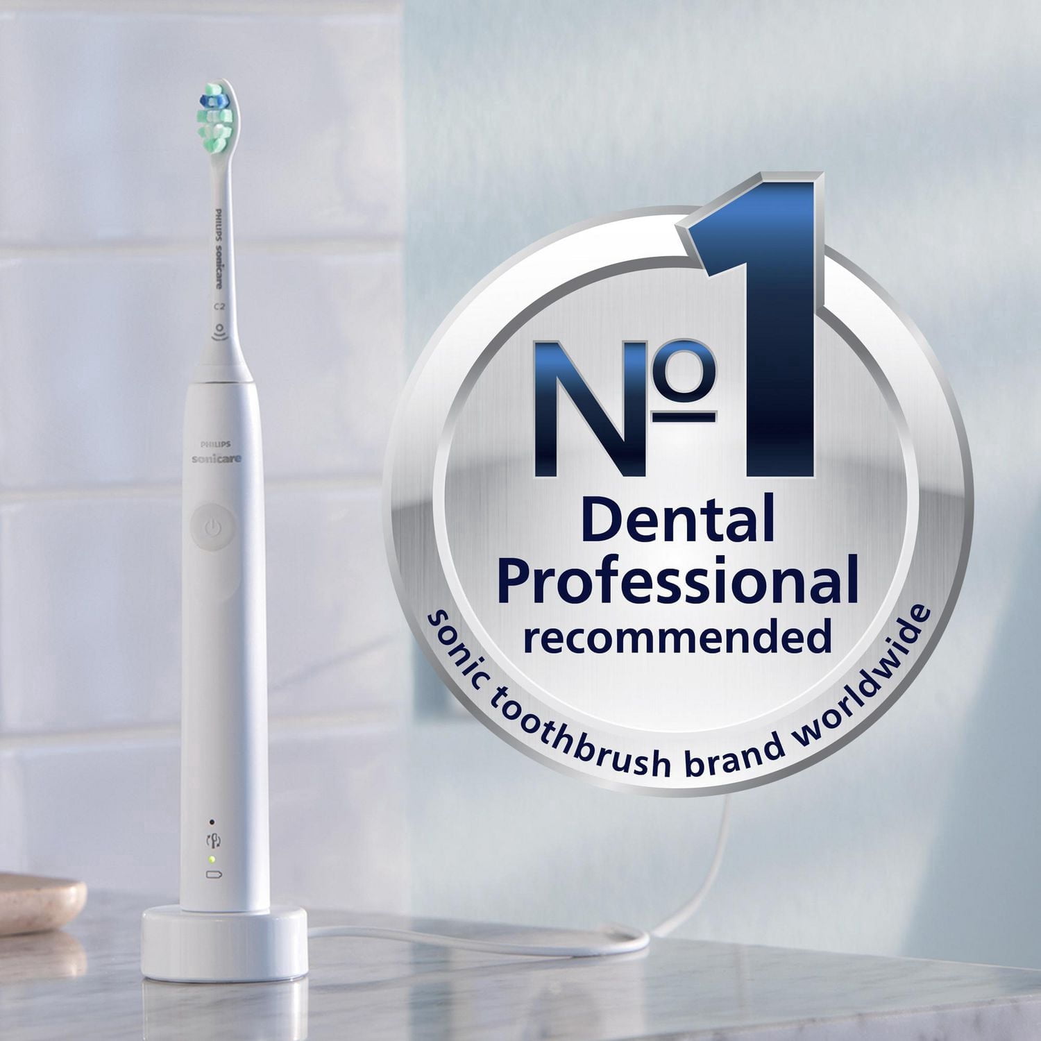 Philips Sonicare 4100 Power Toothbrush, Rechargeable Electric Toothbrush with Pressure Sensor, White HX3681