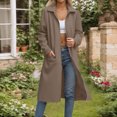 thumbnail image 2 of JGGSPWM Cardigan Long Décontracté pour Femmes 2025 Manteaux d'Hiver Veste d'Automne Col Rabattu Poche Fermeture Éclair Manteau d'Extérieur Brun m, 2 of 6