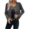 thumbnail image 1 of LOVZFMLL Cardigan pour Femme, Style Élégant, Cuir Velours, Garniture à Franges, Veste à Patte de Boutonnage, Couleur Unie, Veste à Franges à Manches Longues, Cardigan, 1 of 7